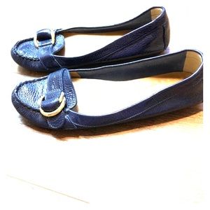 J Crew Navy Blue Leather Flats Size 9